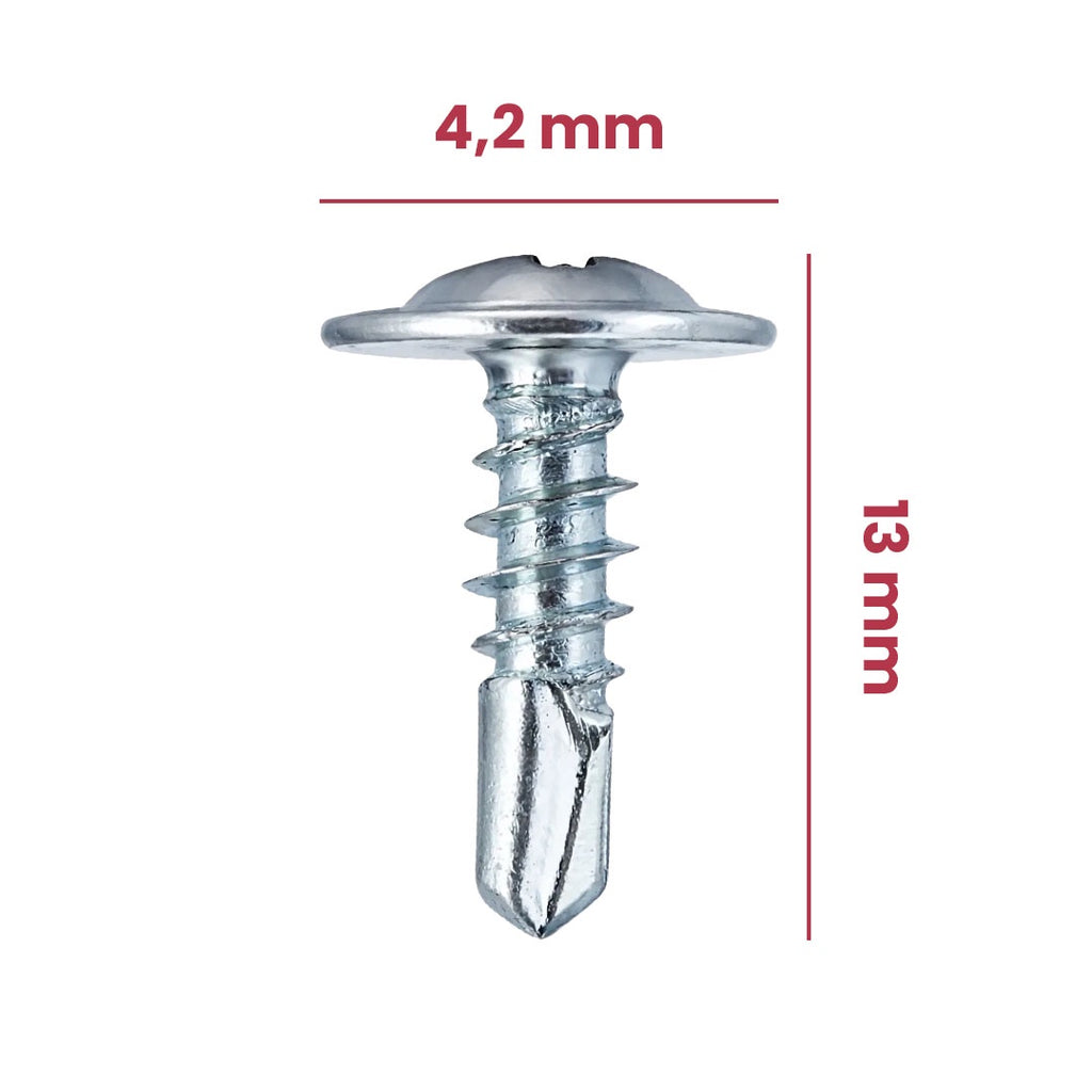 Parafuso Brocante 4,2mm x 13mm Cabeça Flangeada Phillips Serrilhada – Caixa com 500 Unidades