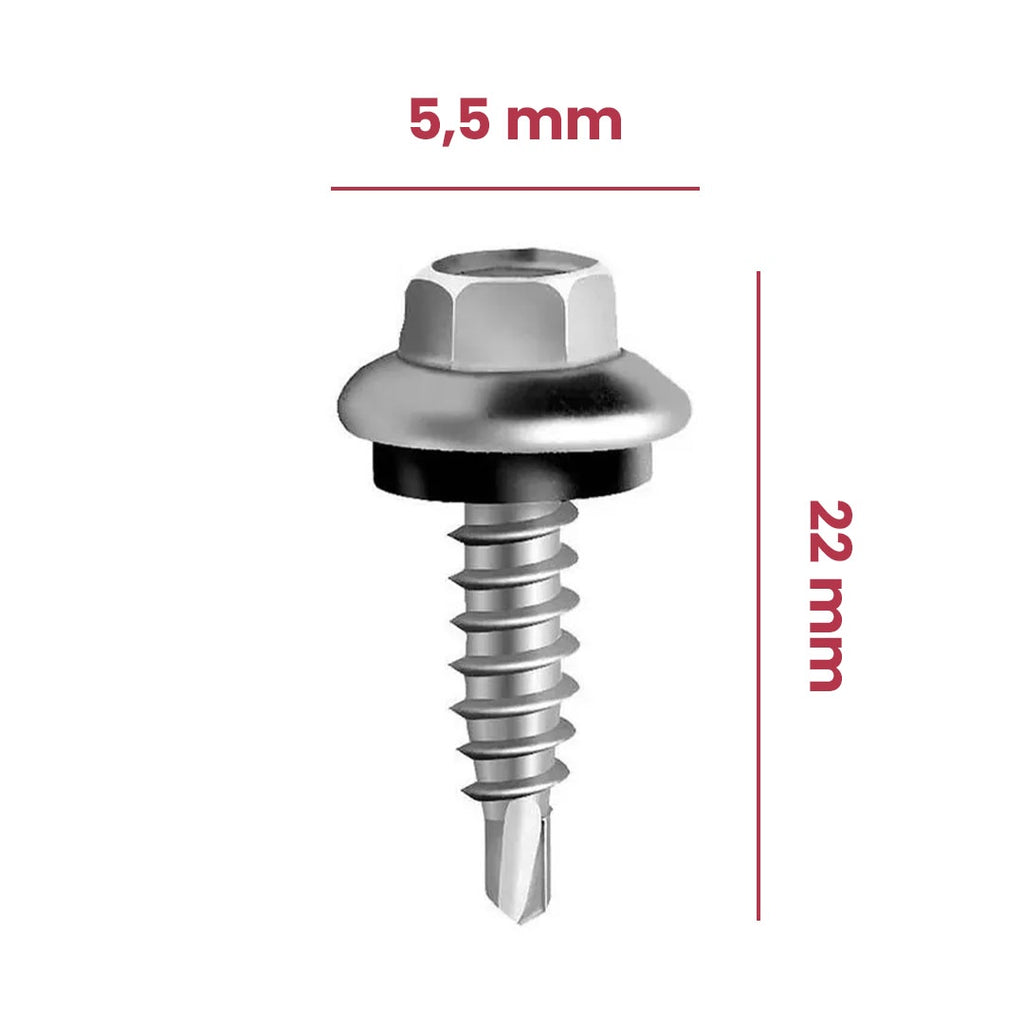 Parafuso Auto Brocante Sextavado 5,5mm x 7/8 Costura - Caixa com 200 Unidades