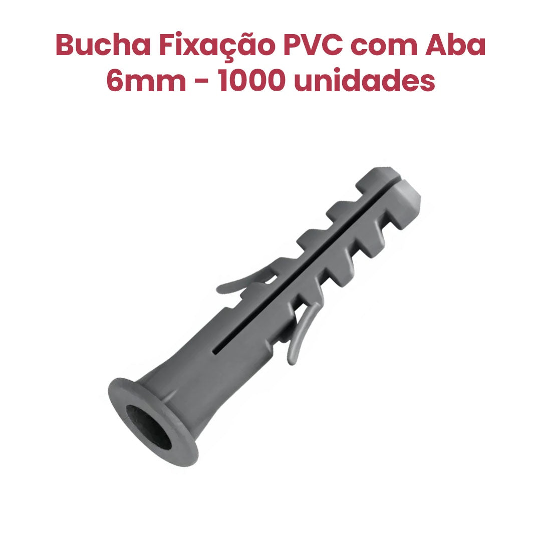 Bucha Fixação PVC C/Aba 6mm - 1000 unidades