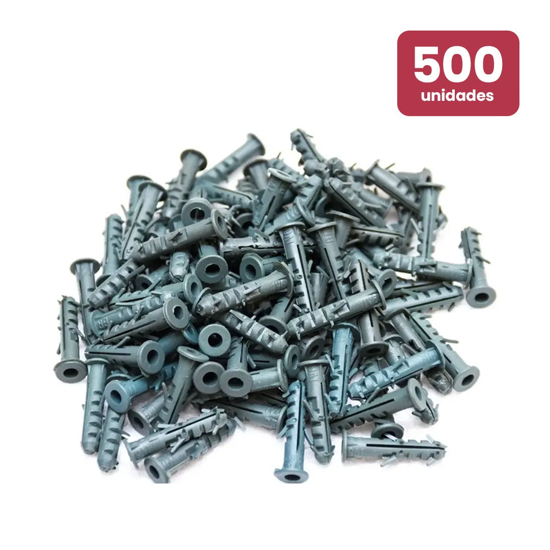 Bucha Fixação PVC C/Aba 6mm - 500 unidades