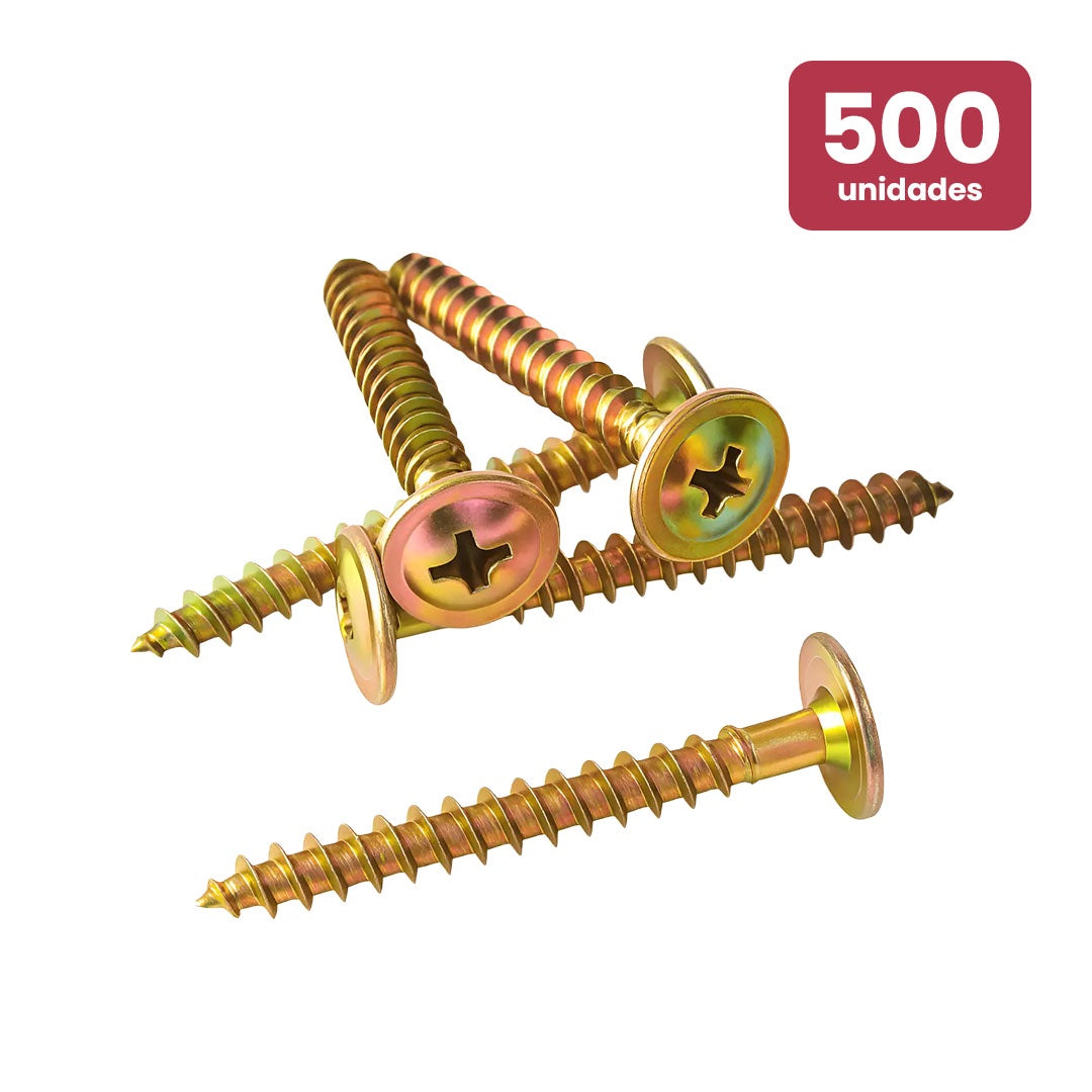 Parafuso Chipboard Flangeado 4,5×35mm com bucha - 500 Unidades