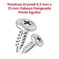 Parafuso Drywall 4,2mm x 13mm Cabeça Flangeada Ponta Agulha – Caixa com 500 Unidades
