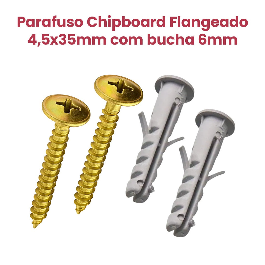 Parafuso Chipboard Flangeado 4,5×35mm com bucha - 250 Unidades