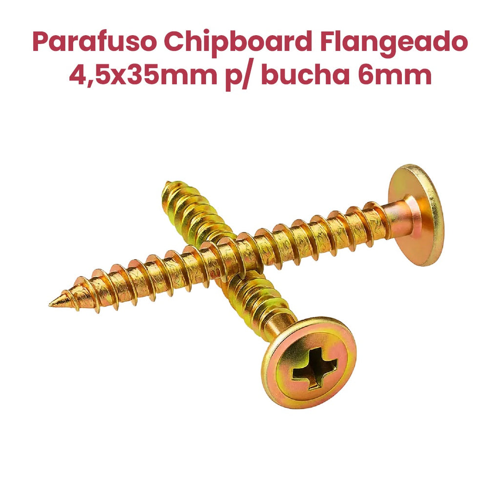 Parafuso Chipboard Flangeado 4,5×35mm P/ Bucha 6mm - 500 Pcs